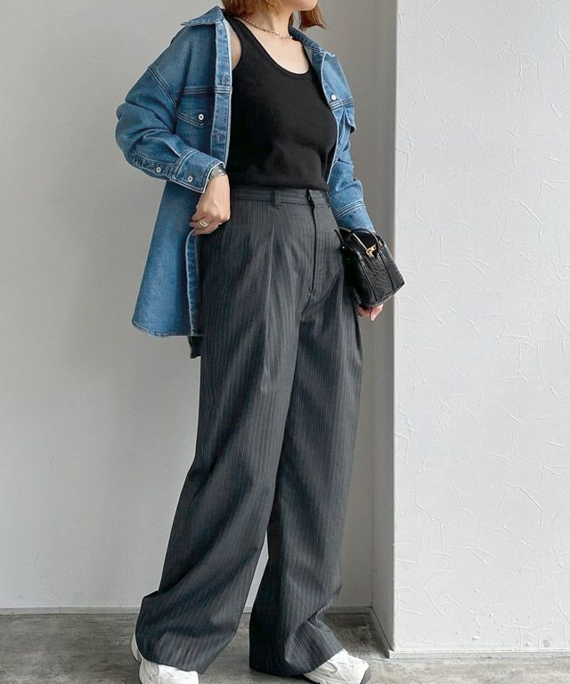 160cm / ストライプ杢チャコール / M