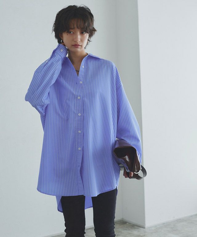 166cm / ブルー×オフホワイト / ロング丈 / M