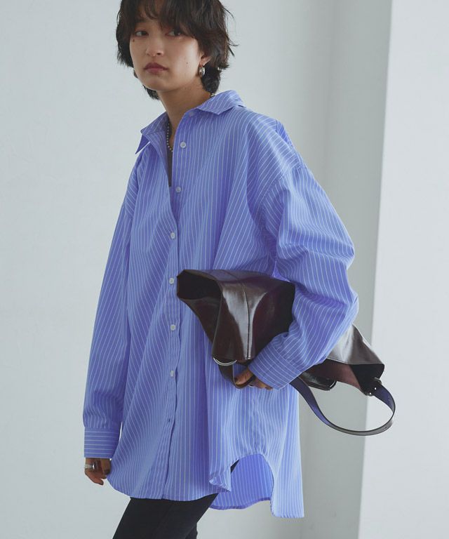 166cm / ブルー×オフホワイト / ロング丈 / M