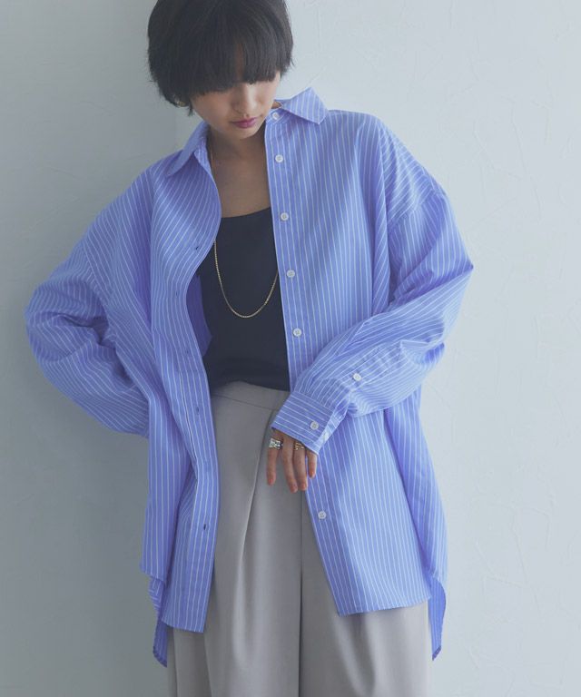 166cm / ブルー×オフホワイト / ロング丈 / M