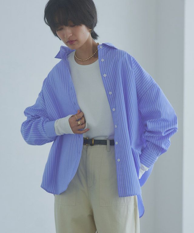 166cm / ブルー×オフホワイト / ミドル丈 / M