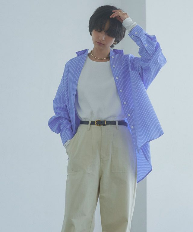 166cm / ブルー×オフホワイト / ミドル丈 / M