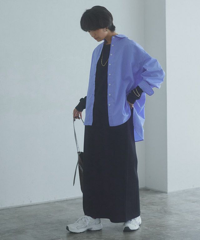 166cm / ブルー×オフホワイト / ミドル丈 / M