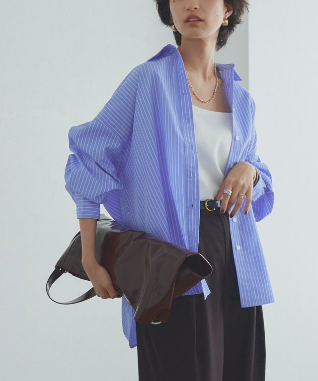 166cm / ブルー×オフホワイト / ミドル丈 / M