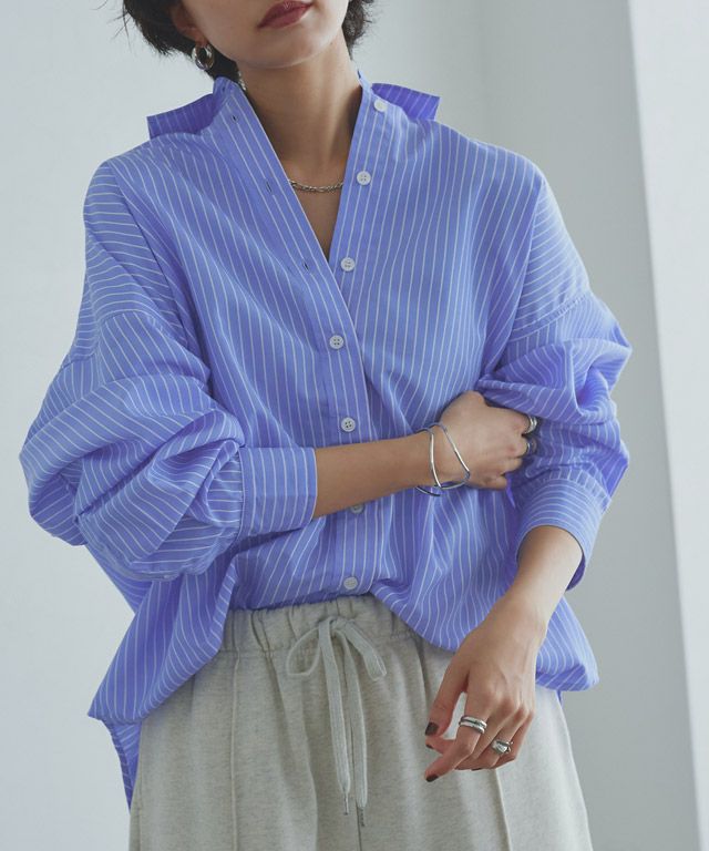 166cm / ブルー×オフホワイト / ミドル丈 / M