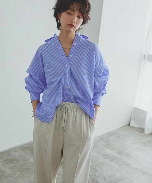 166cm / ブルー×オフホワイト / ミドル丈 / M