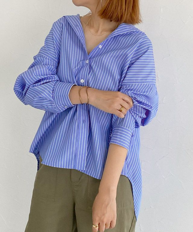 160cm / ブルー×オフホワイト / ミドル丈 / M