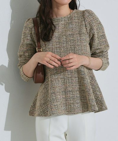 【20%OFFクーポン対象】ツイードペプラムカットソー【Pierrot】[送料無料]