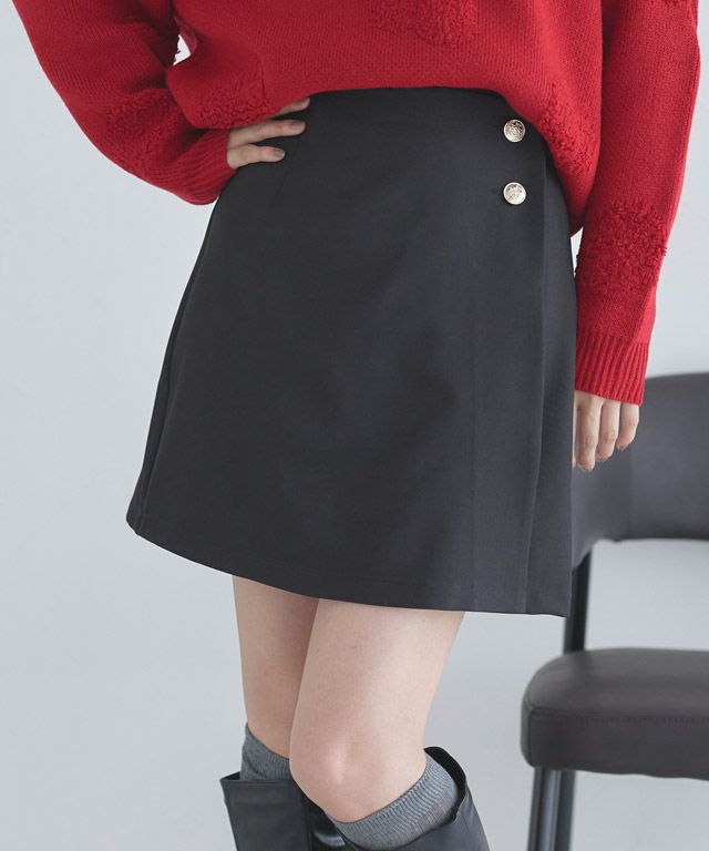  [ECLAM] 【パンツ付き】ゴールドボタンラップスコート【Pierrot】