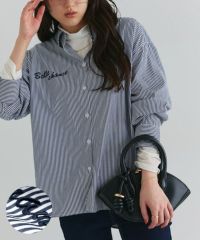 刺繍ストライプシャツ