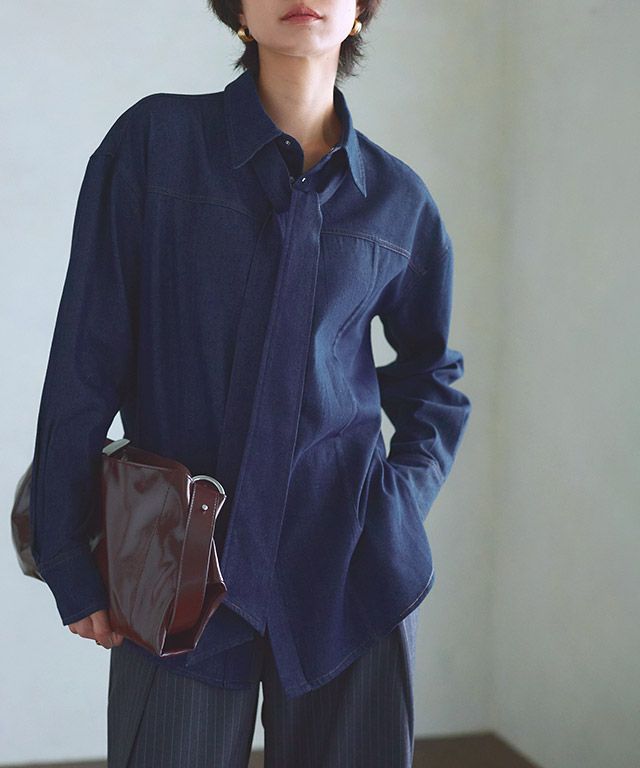 [RASW]デニムリボンシャツ