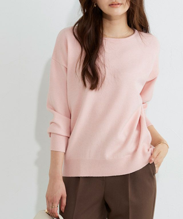 166cm / パウダーピンク / ボートネック / M