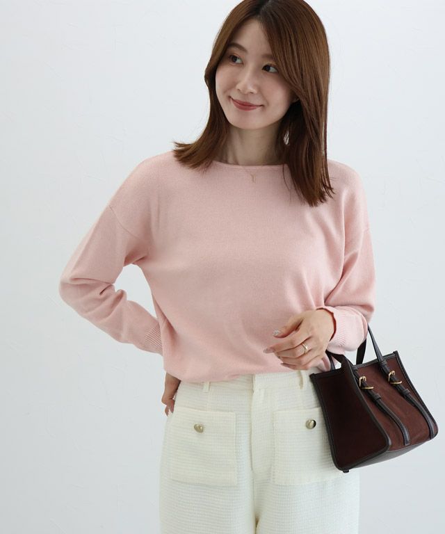 163cm / パウダーピンク / ボートネック / M