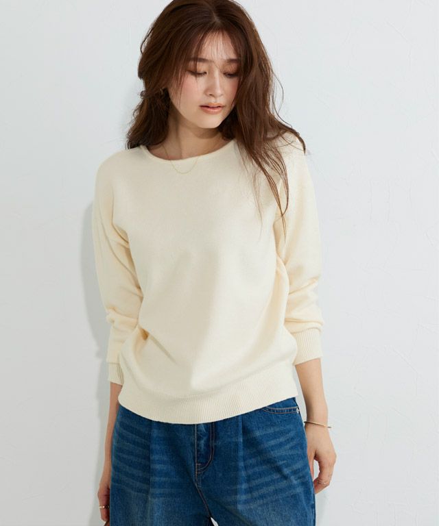 166cm / アイボリー / ボートネック / M