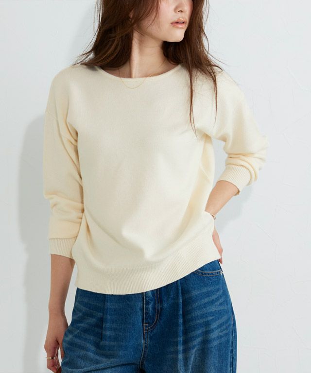 166cm / アイボリー / ボートネック / M