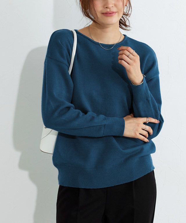 166cm / インディゴブルー / ボートネック / M