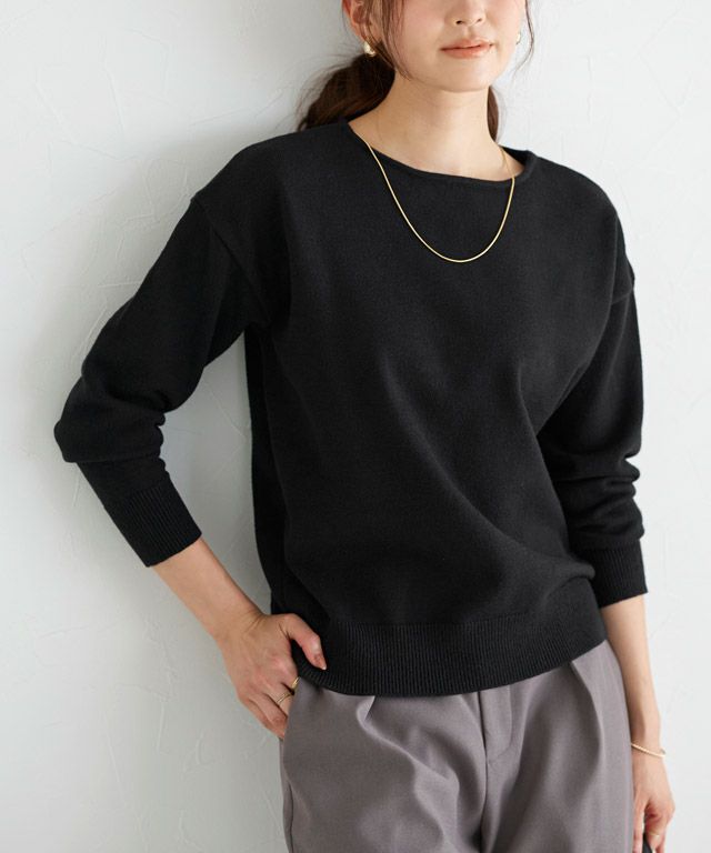 166cm / ブラック / ボートネック / M