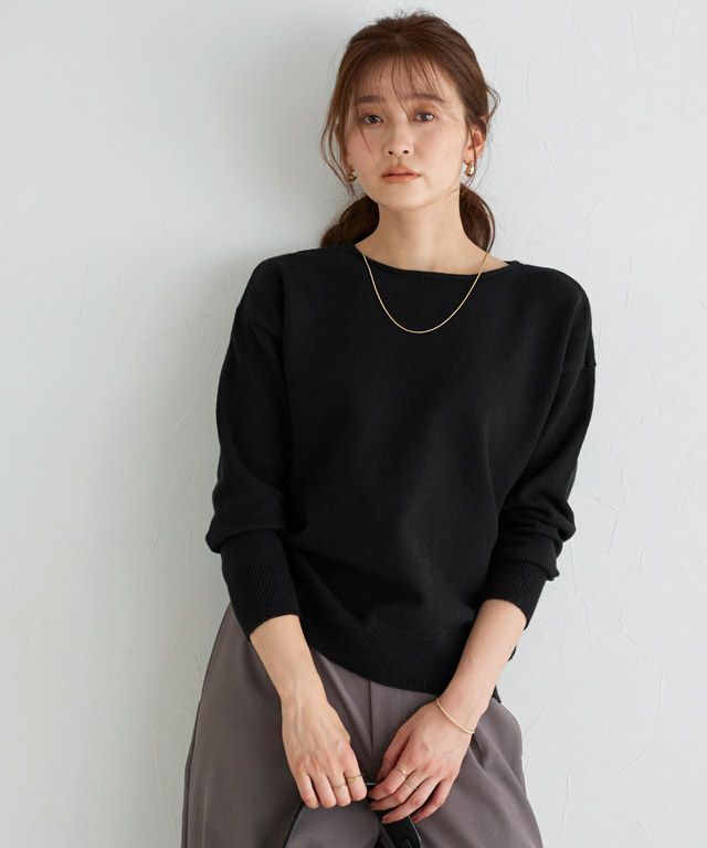 166cm / ブラック / ボートネック / M