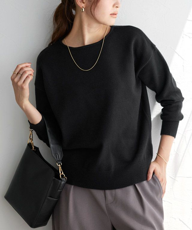 166cm / ブラック / ボートネック / M