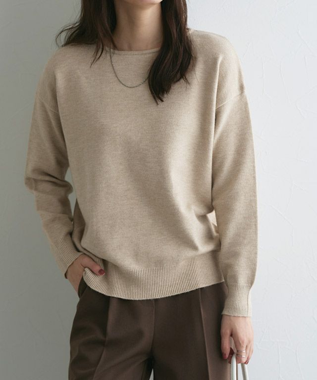 167cm / 杢ベージュ / ボートネック / M