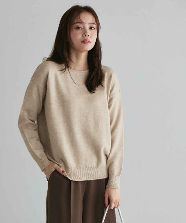 167cm / 杢ベージュ / ボートネック / M