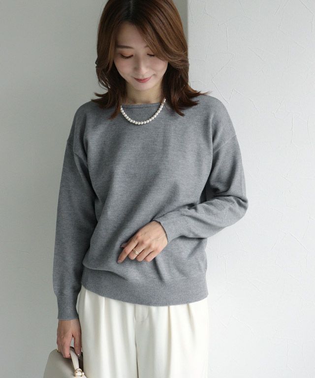 163cm / 杢チャコール / ボートネック / M