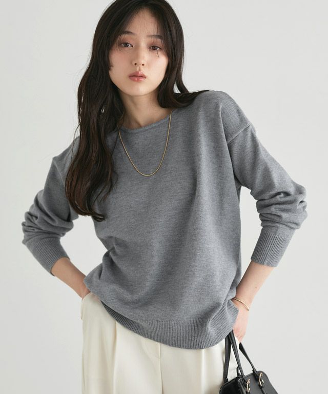 160cm / 杢チャコール / ボートネック / M