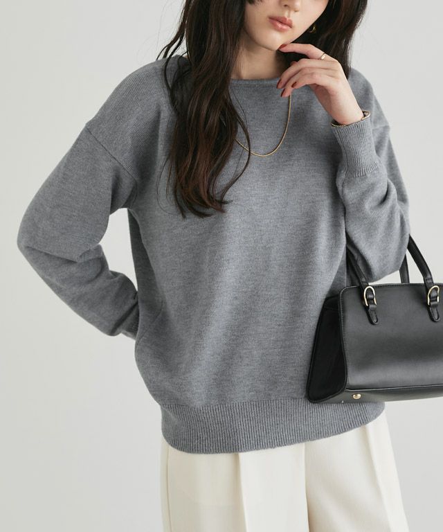 160cm / 杢チャコール / ボートネック / M