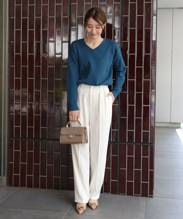 163cm / インディゴブルー / Vネック / M