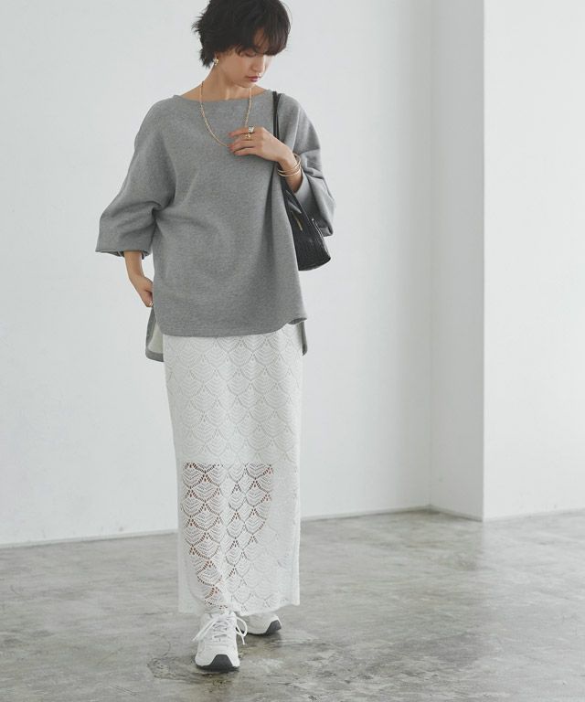 166cm / オフホワイト×杢グレー / M