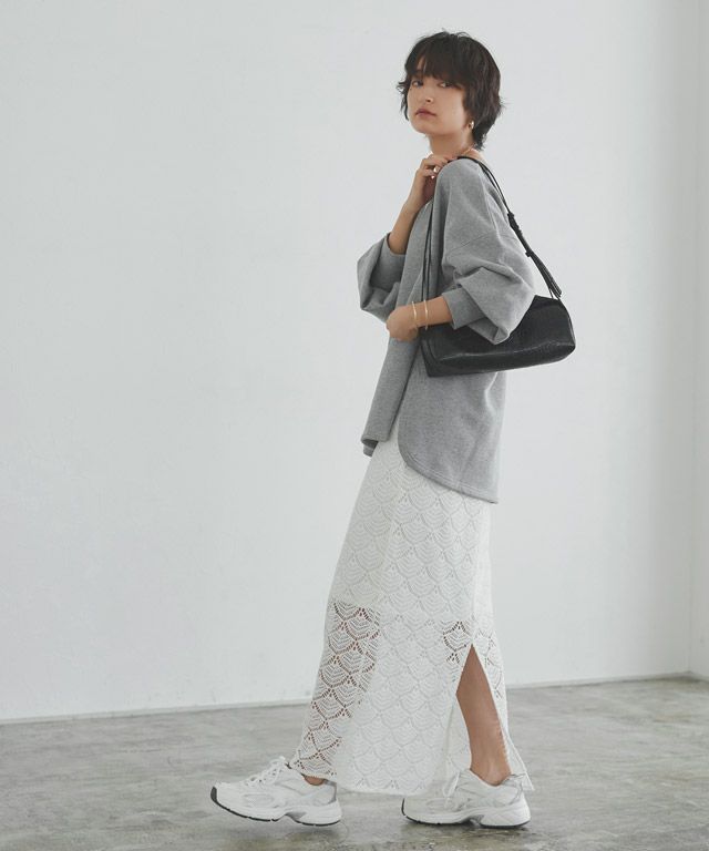 166cm / オフホワイト×杢グレー / M