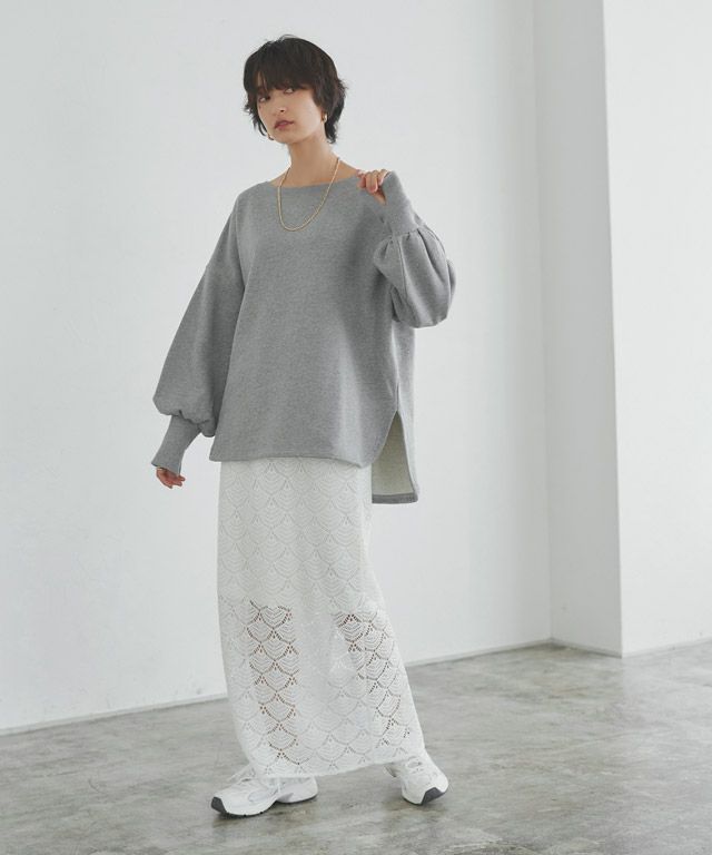 166cm / オフホワイト×杢グレー / M