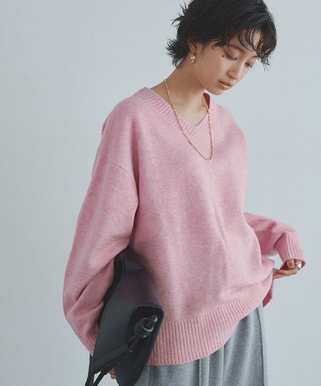 [RASW]Vネックウールミックスニット