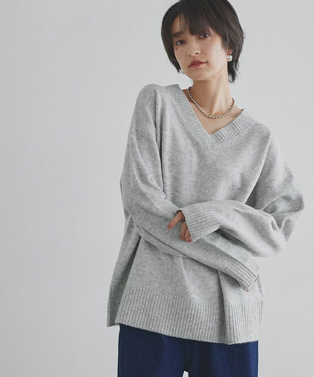[RASW]Vネックウールミックスニット