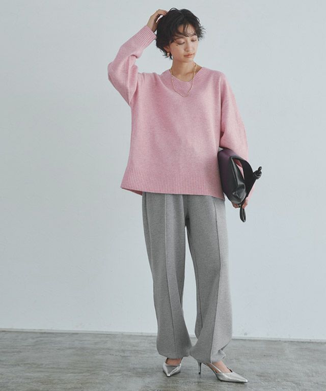 166cm / 杢グレー×杢ピンク / M