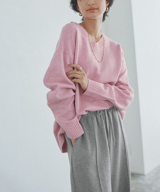 166cm / 杢グレー×杢ピンク / M