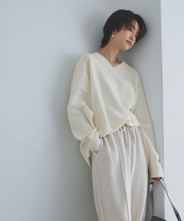 166cm / 杢オートミール×オフホワイト / M