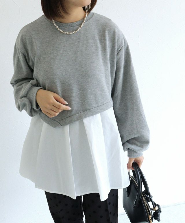 異素材ドッキングアシメプルオーバー