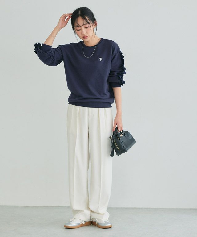 162cm / ネイビー×オフホワイト / M