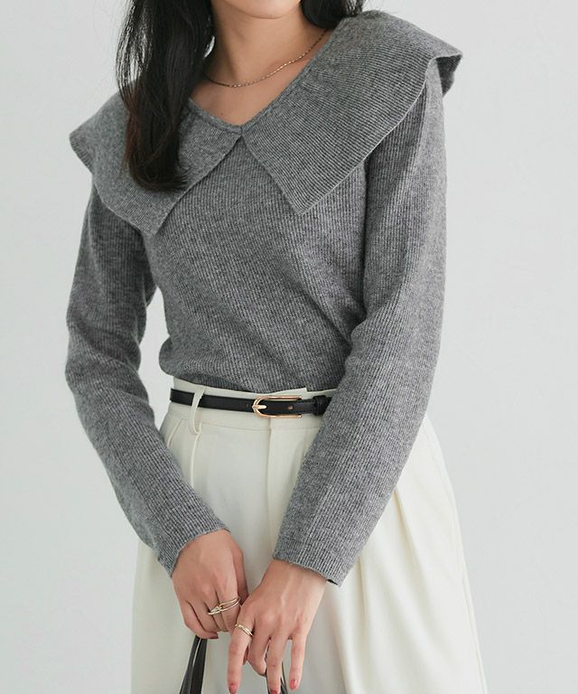 フリルカラーニット