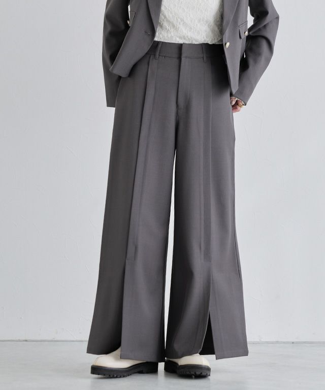  [ECLAM] フロントスリットワイドパンツ