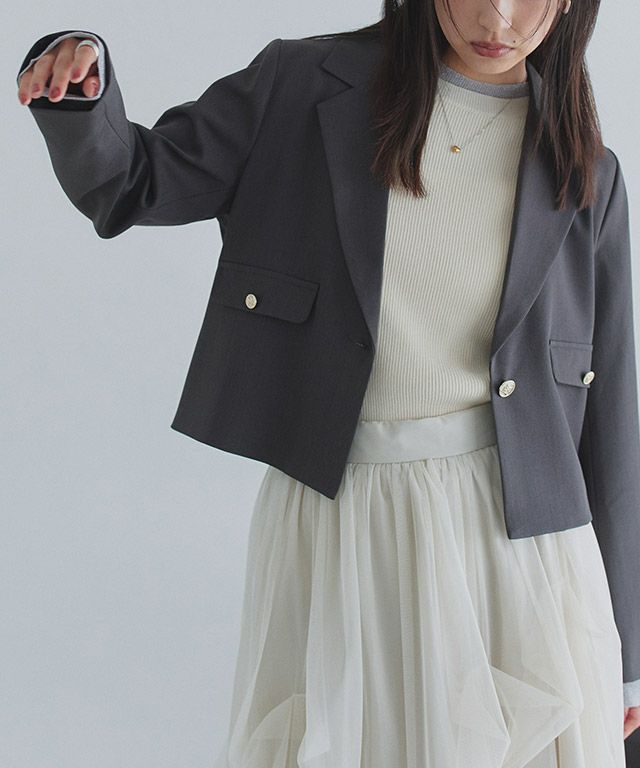 ECLAM] ゴールドボタンクロップドジャケット | 【公式】Pierrot