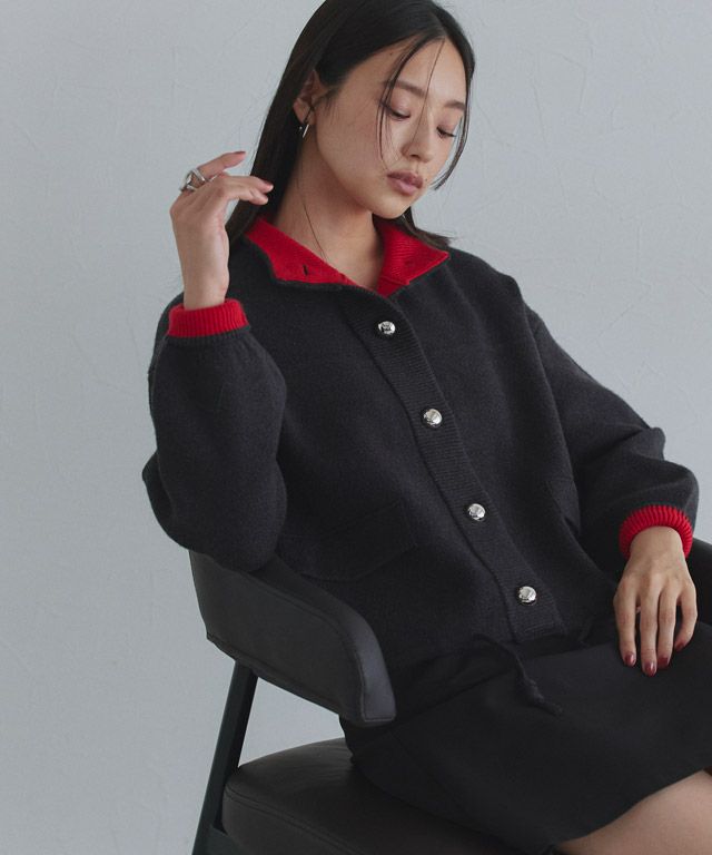 163cm / チャコール×レッド / M