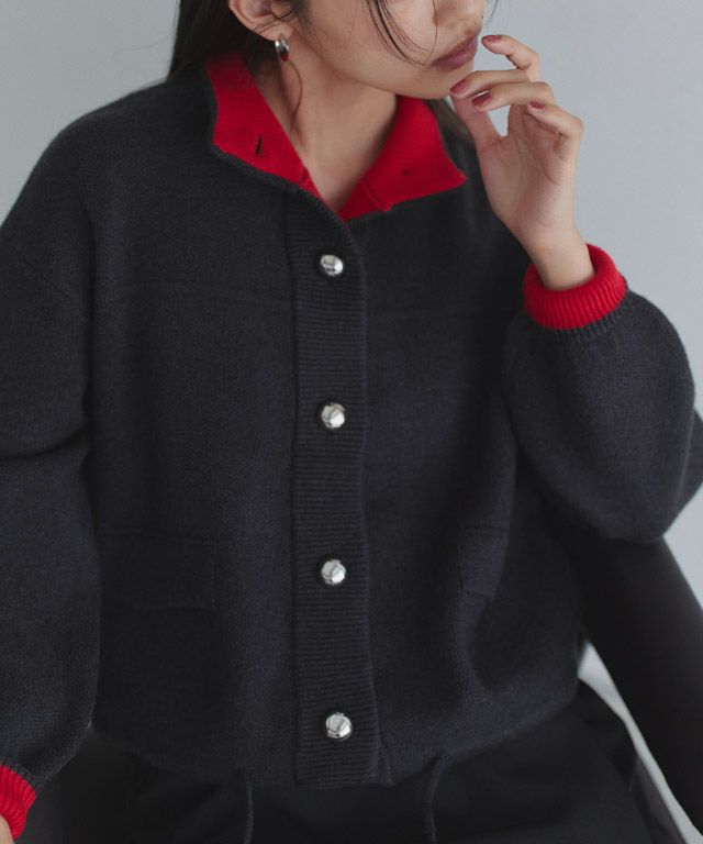 163cm / チャコール×レッド / M