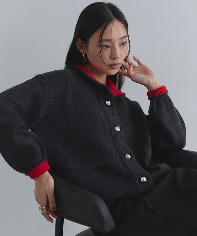 163cm / チャコール×レッド / M