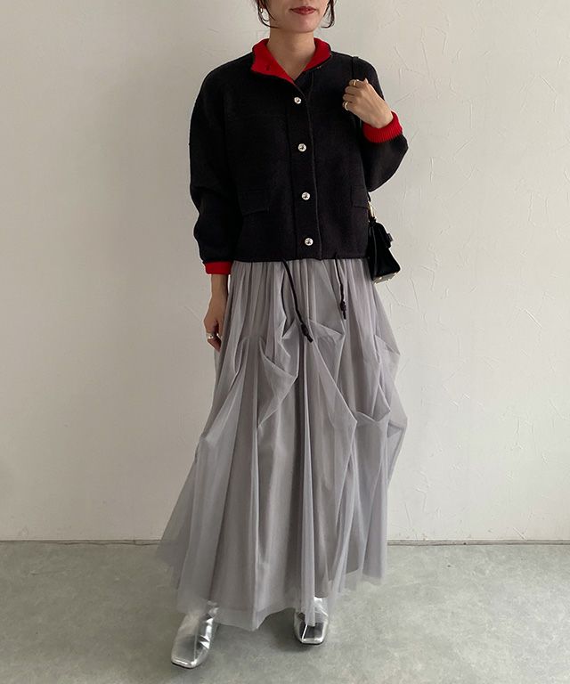 158cm / チャコール×レッド / M