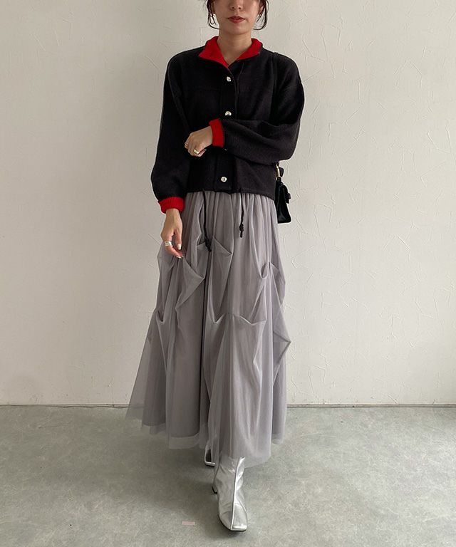 158cm / チャコール×レッド / M