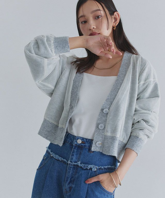 163cm / ライトグレー×アイボリー / M