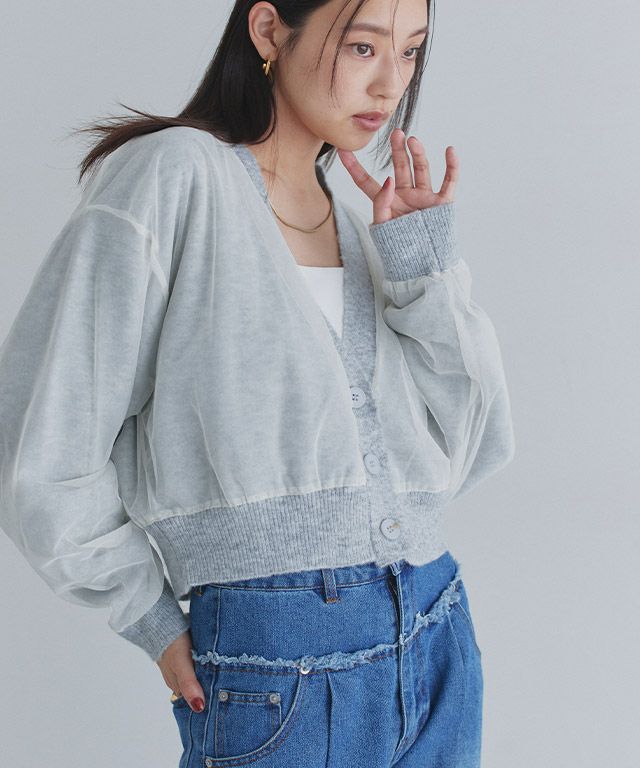 163cm / ライトグレー×アイボリー / M