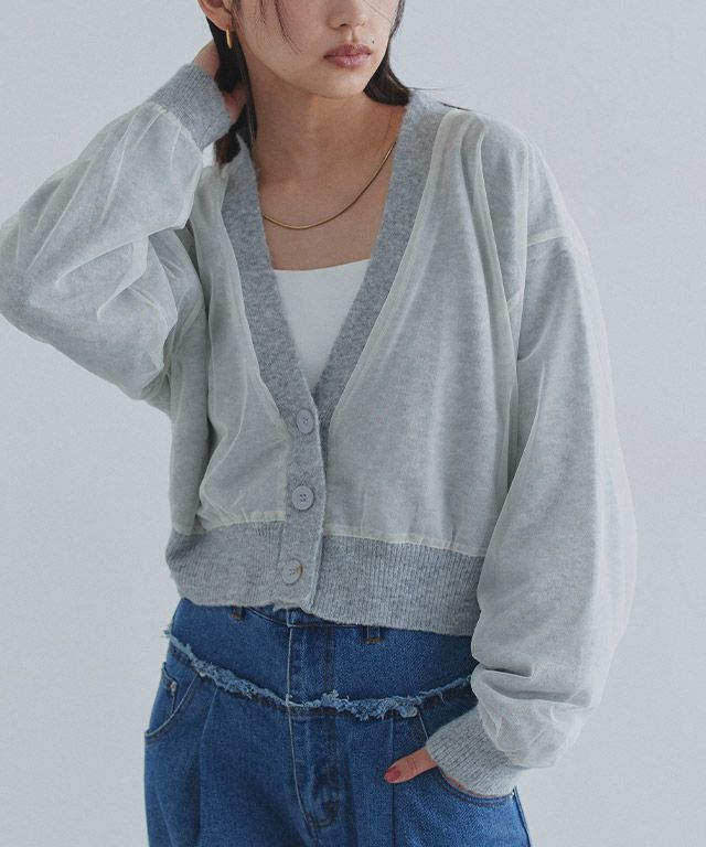 163cm / ライトグレー×アイボリー / M